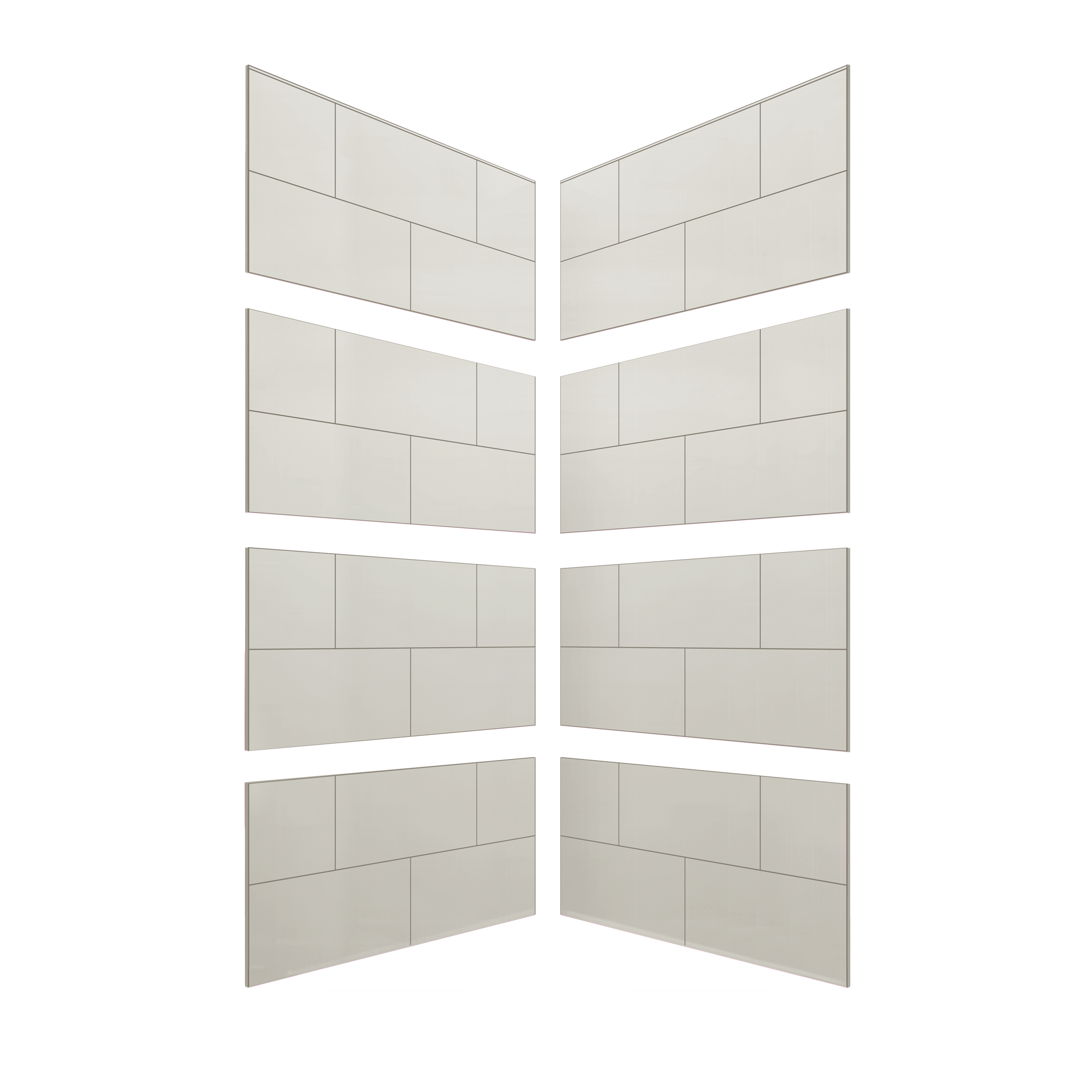 12"x24" Running Bond Subway Corner Shower Surround