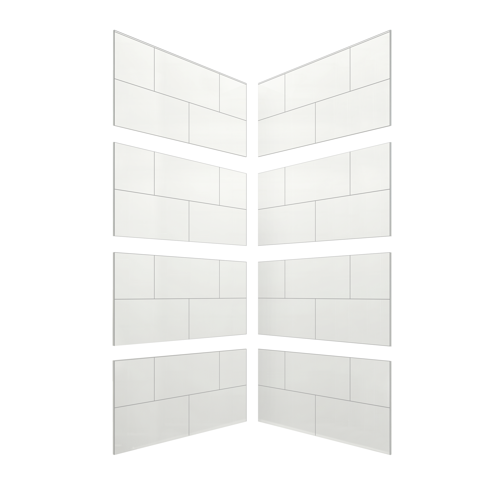 12"x24" Running Bond Subway Corner Shower Surround