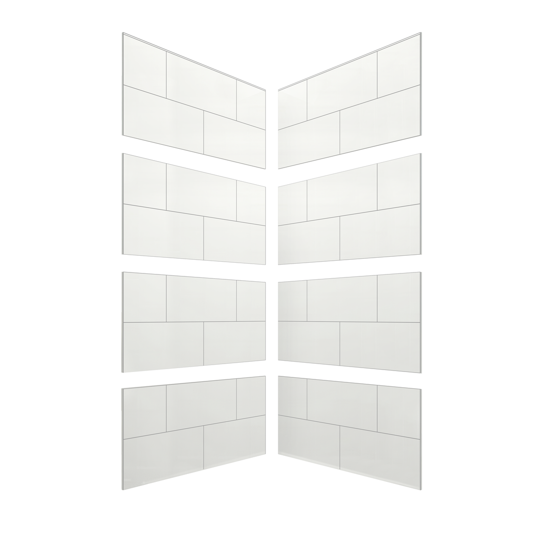 12"x24" Running Bond Subway Corner Shower Surround