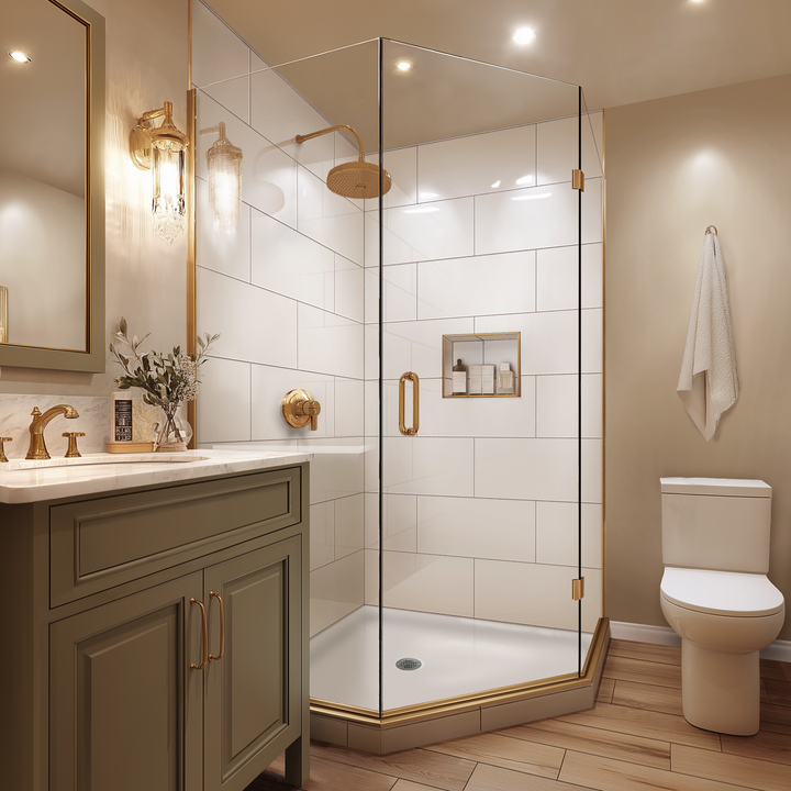 12"x24" Running Bond Subway Corner Shower Surround