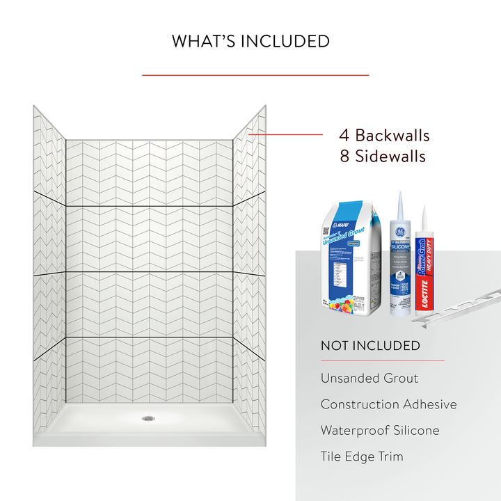 3"x6" Chevron Shower Surround