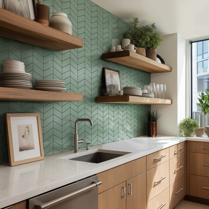 3"x6" Chevron Backsplash